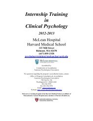 Internship Training in Clinical Psychology - McLean Hospital ...