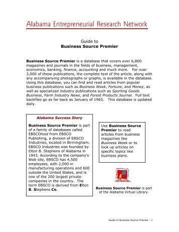 Guide to Business Source Premier