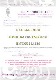 excellence high expectations enthusiasm - Holy Spirit College