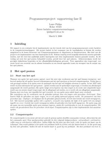 Programmeerproject: rapportering fase II - Wilma