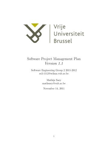 Software Project Management Plan Version 1.1 - Wilma - Vrije ...