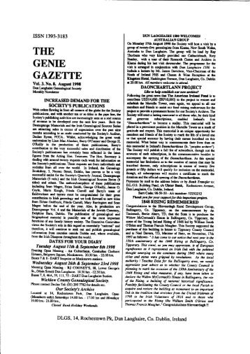 August 1998 - Genealogical Society of Ireland