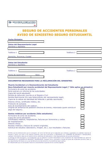 seguro de accidentes personales aviso de siniestro seguro estudiantil