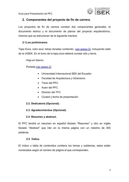 Normas para presentaciÃ³n de PFC - Universidad Internacional SEK ...