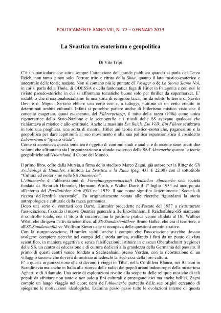 Recensione di Vito Tripi - Politicamente.Net