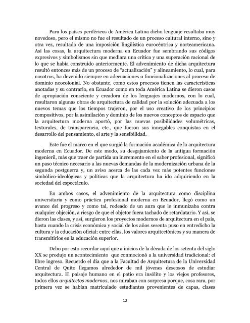 La crÃ­tica de la arquitectura en el Ecuador - Universidad ...