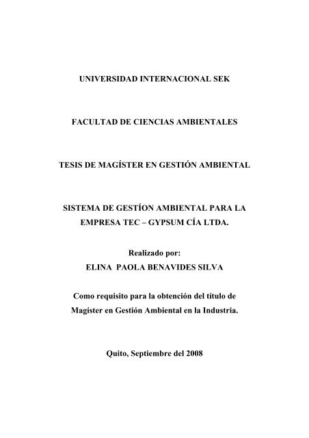 SISTEMA DE GESTION AMBIENTAL PARA LA EMPRESA TEC ...