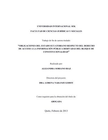 Obligaciones del Estado Ecuatoriano Respecto del Derecho de ...