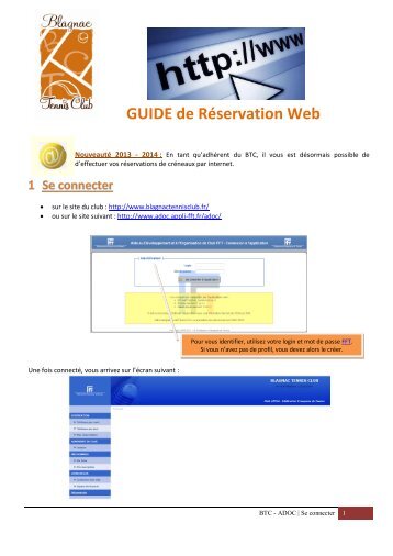 GUIDE de Réservation Web