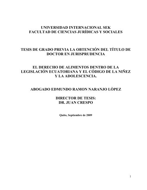 El derecho de alimentos dentro de la legislaciÃ³n ecuatoriana y el ...