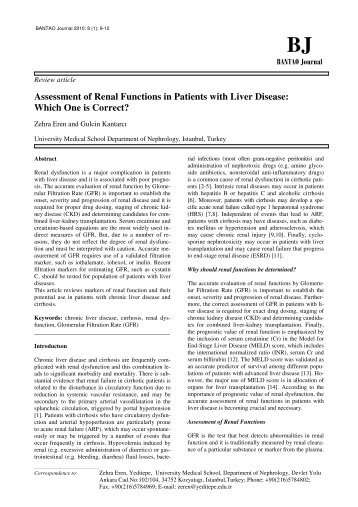 Assessment of Renal Functions in Patients with ... - BANTAO Journal