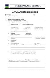 APPLICATION FOR ADMISSION - The Newland School