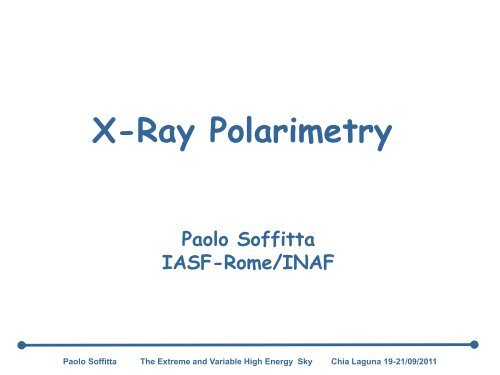 X-ray Polarimetry - INAF-IASF-Roma