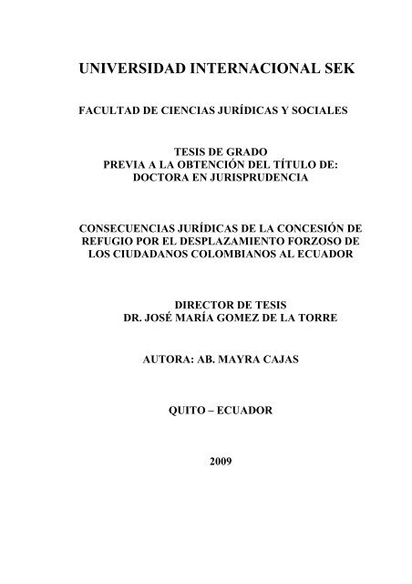 consecuencias jurÃ­dicas de la concesiÃ³n de refugio por el ...