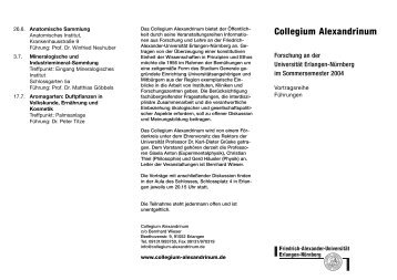 Faltblatt mit Programm - Collegium Alexandrinum der Universität ...