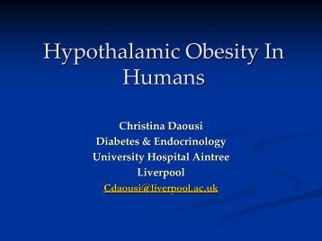 Hypothalamic Obesity In Humans