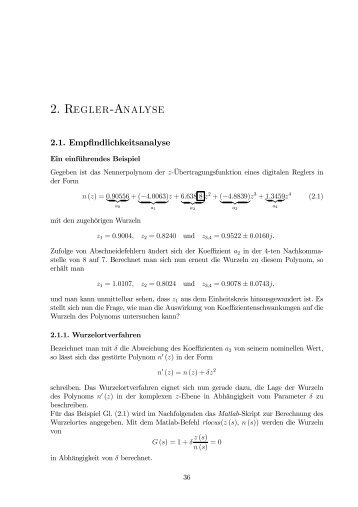 2. Regler-Analyse - Institute of Automatic Control and Control ...