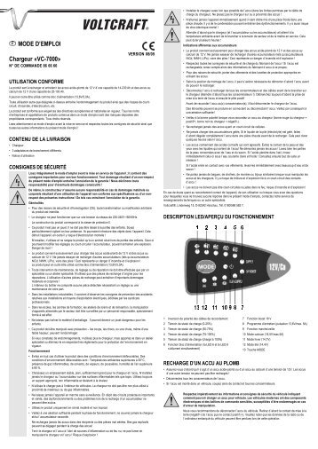 MODE D'EMPLOI Chargeur Â«VC-7000Â» - Site du BTS AVA