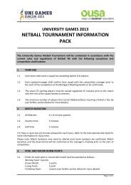 NETBALL TOURNAMENT INFORMATION PACK - OUSA