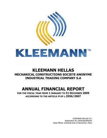 KLEEMANN HELLAS ANNUAL FINANCIAL REPORT - Kleemann Lifts