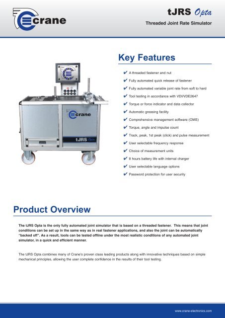 tJRS Opta Key Features Product Overview - Crane Electronics Ltd