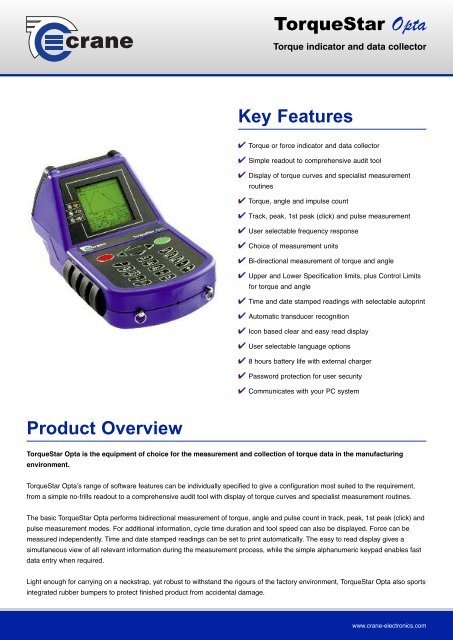 TorqueStar Opta Key Features Product Overview - Crane Electronics