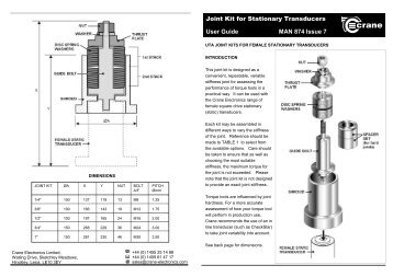 Joint Kit (Static Transducers) Manual 874-7 - Crane Electronics