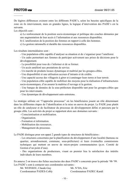 dossier 99/31.65 TABLE de MATIERES page Fiche de synthÃ¨se 3 1 ...