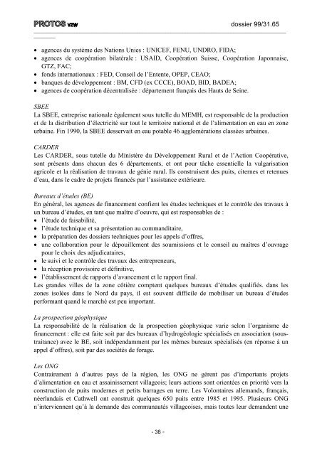 dossier 99/31.65 TABLE de MATIERES page Fiche de synthÃ¨se 3 1 ...