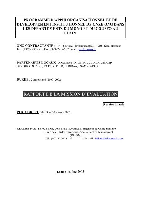 rapport de la mission d'evaluation - ACT - Advanced Communication ...