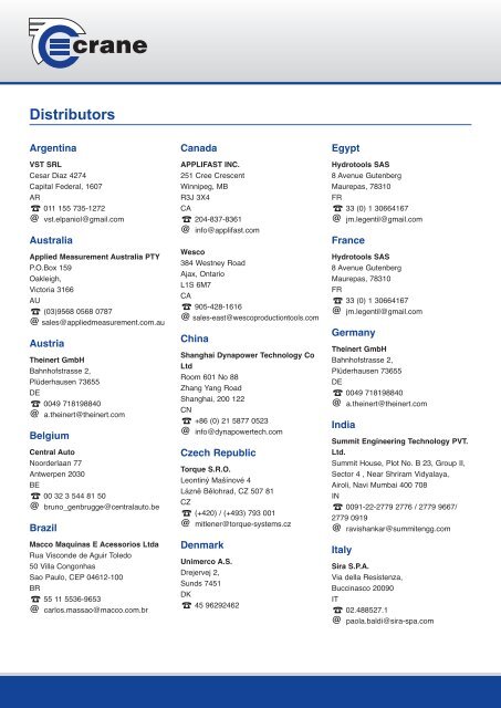 Distributors - Crane Electronics