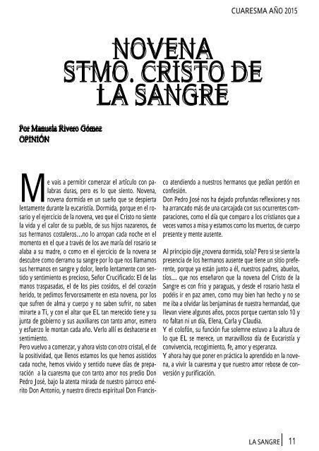 Revista Hdad La Sangre nº 42, Cuaresma 2015