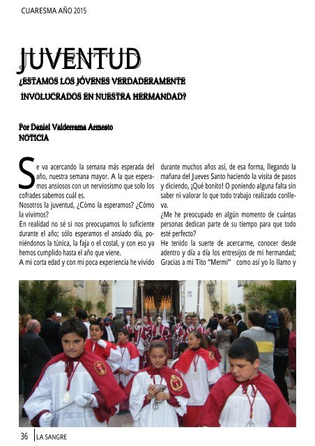 Revista Hdad La Sangre nº 42, Cuaresma 2015