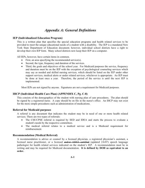 Appendix A - Operations and Management Services