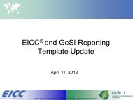 EICC and GeSI Reporting Template Update