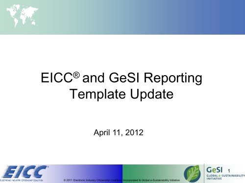 EICC and GeSI Reporting Template Update