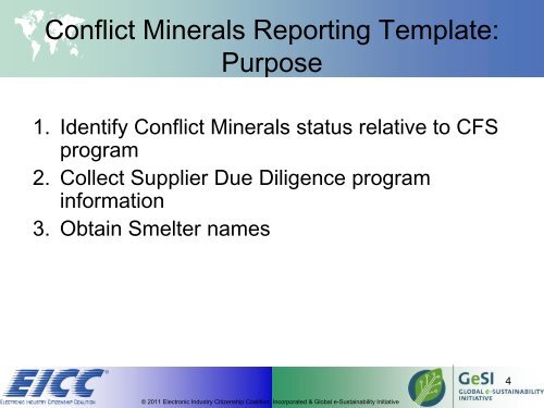 EICC and GeSI Reporting Template Update