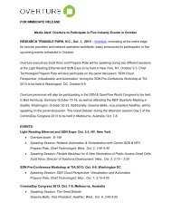 FOR IMMEDIATE RELEASE Media Alert: Overture to Participate in ...