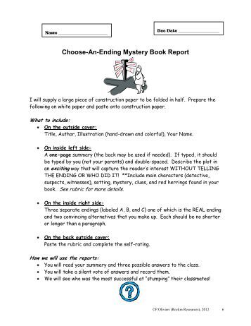 Mystery novel book report