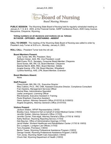 Board Meeting Minutes - Wyoming State Board of Nursing