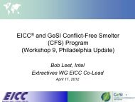 EICC and GeSI Conflict Free Smelter (CFS) Program - Resolve