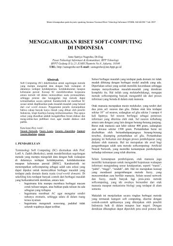 menggairahkan riset soft-computing di indonesia - Anto Satriyo ...