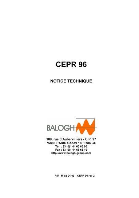 CEPR 96 - Balogh technical center