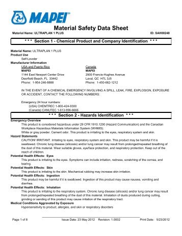 Material Safety Data Sheet - BuildSite.com