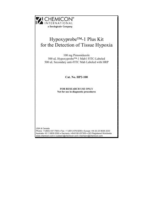 Hypoxyprobeâ„¢-1 Plus Kit for the Detection of Tissue ... - Millipore