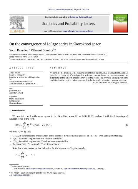 On the convergence of LePage series in ... - Mathématiques