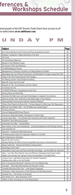 Toronto 2007 Program - Esthétique Spa International