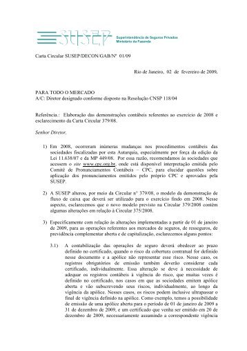 CARTA CIRCULAR 001.09 - Susep