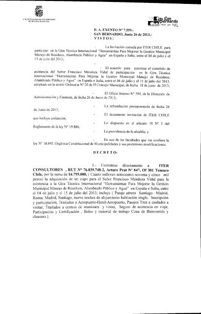 1.- Contrátese directamente a ITER ... - San Bernardo