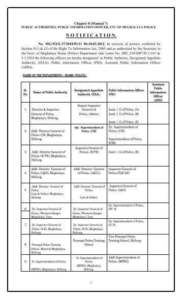 7 - Govt. of Meghalaya, Home (Police) Department